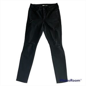 Old Navy Pop Icon Skinny High Rise Ripped Jean, Black, Size 4
